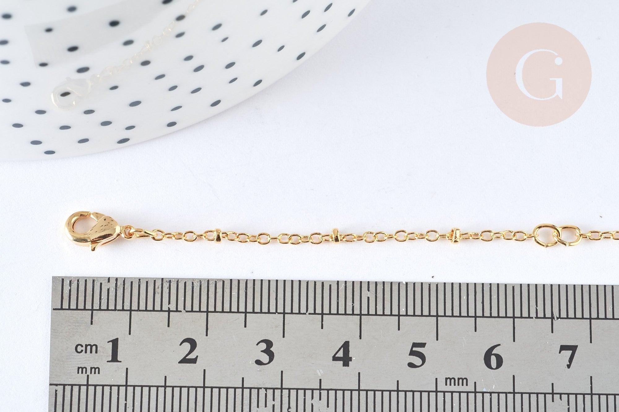 Base de bracelet chaine dorée satellite 16K 2.5microns 17.7cm, x1 (G8182)
