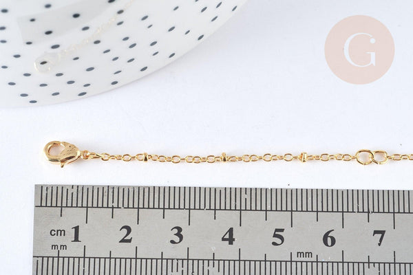 Base de bracelet chaine dorée satellite 16K 2.5microns 17.7cm, x1 (G8182)