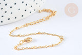 Base de bracelet chaine dorée satellite 16K 2.5microns 17.7cm, x1 (G8182)