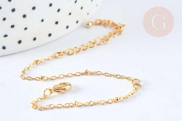 Base de bracelet chaine dorée satellite 16K 2.5microns 17.7cm, x1 (G8182)
