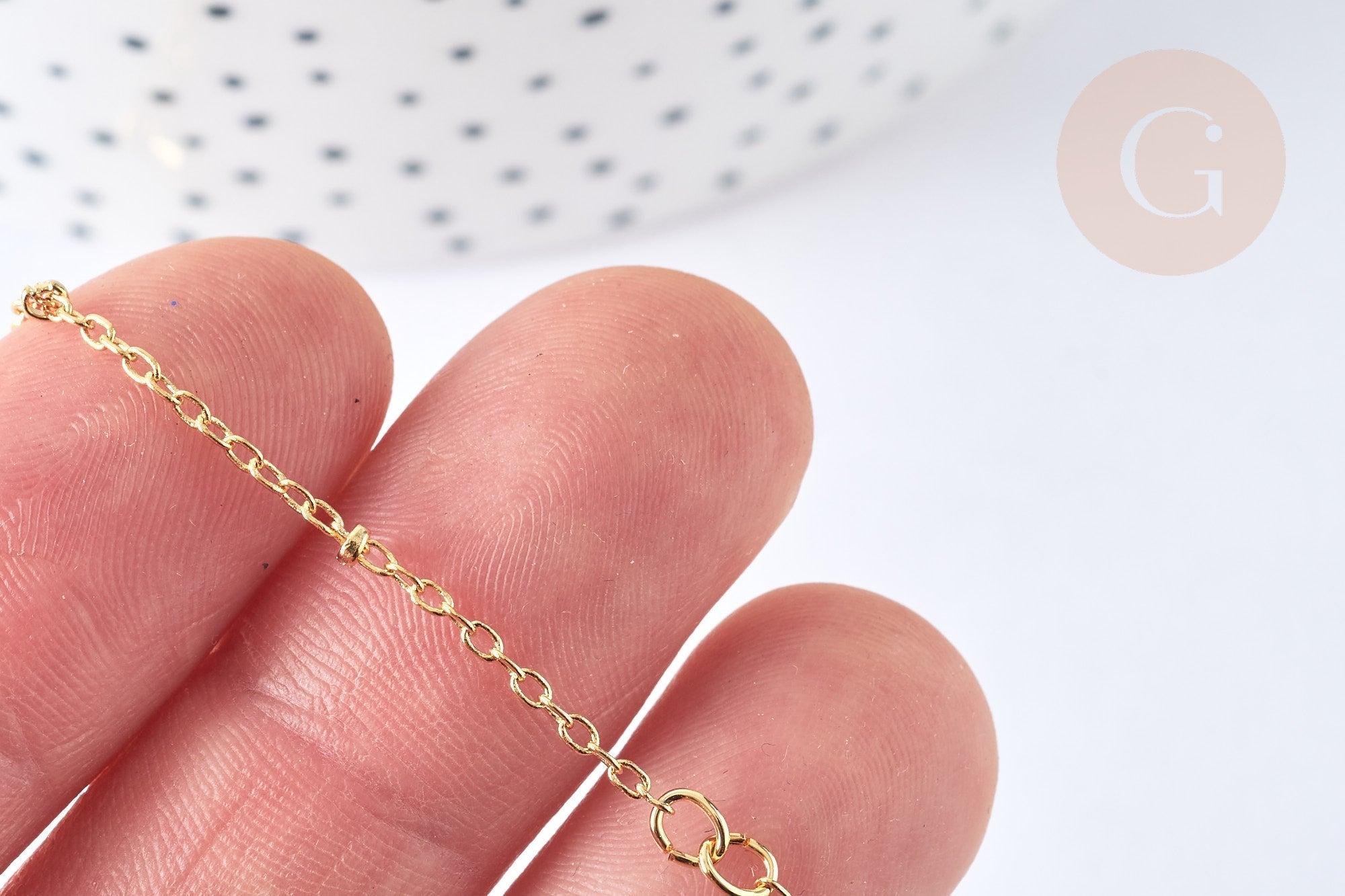 Base de bracelet chaine dorée satellite 16K 2.5microns 17.7cm, x1 (G8182)