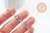 Base de bracelet chaine gourmette acier 304 inoxydable platine 2mm-16.3cm, x1 (G9481)