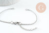 Base de bracelet chaine rollo acier 304 inoxydable platine 2.5mm-16.5cm, x1 (G9483)