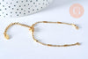 Base de bracelet fine maille tube acier inoxydable 304 doré 14k avec anneaux 16mm, x1 (G4967)