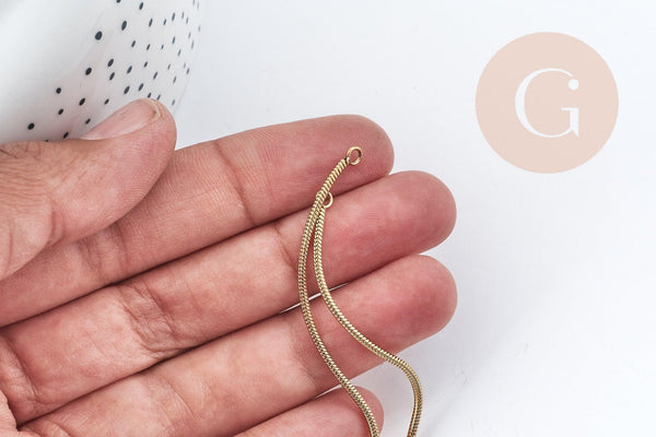 Base de bracelet réglable acier doré 304 inoxydable, 14k maille serpent, 23cm, x1 (G5688)