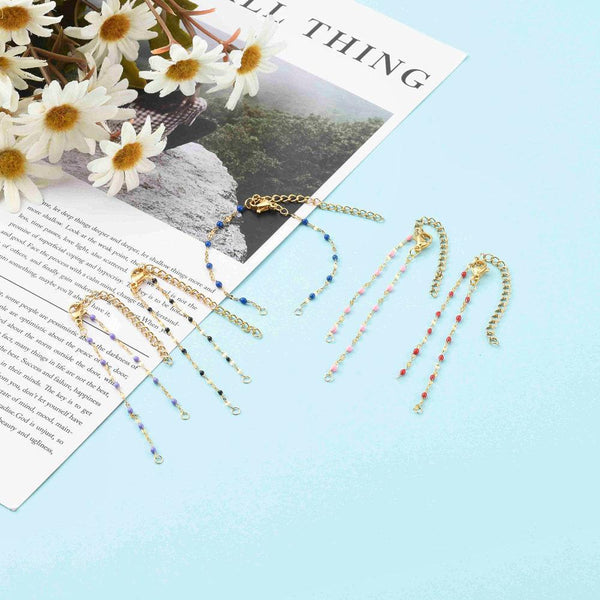 Base de bracelet réglable chaine résine colorée acier doré 14k 14.5cm,x1 (G6074)