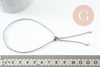 Base de bracelet réglable chaine rollo acier inoxydable platine 2mm/ 30.5cm, x1 (G9492)