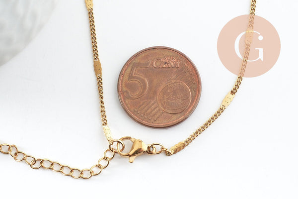Base de bracelet réglable maille plate acier doré 304 inoxydable 16cm, x1 (G9547)
