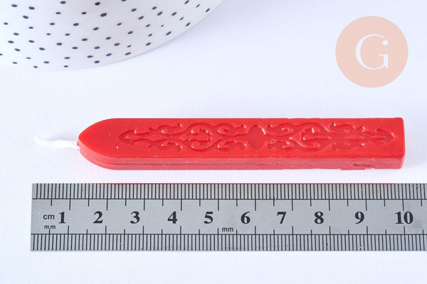 Batonnet de cire à cacheter rouge vif avec mèche, x1 (G7156)