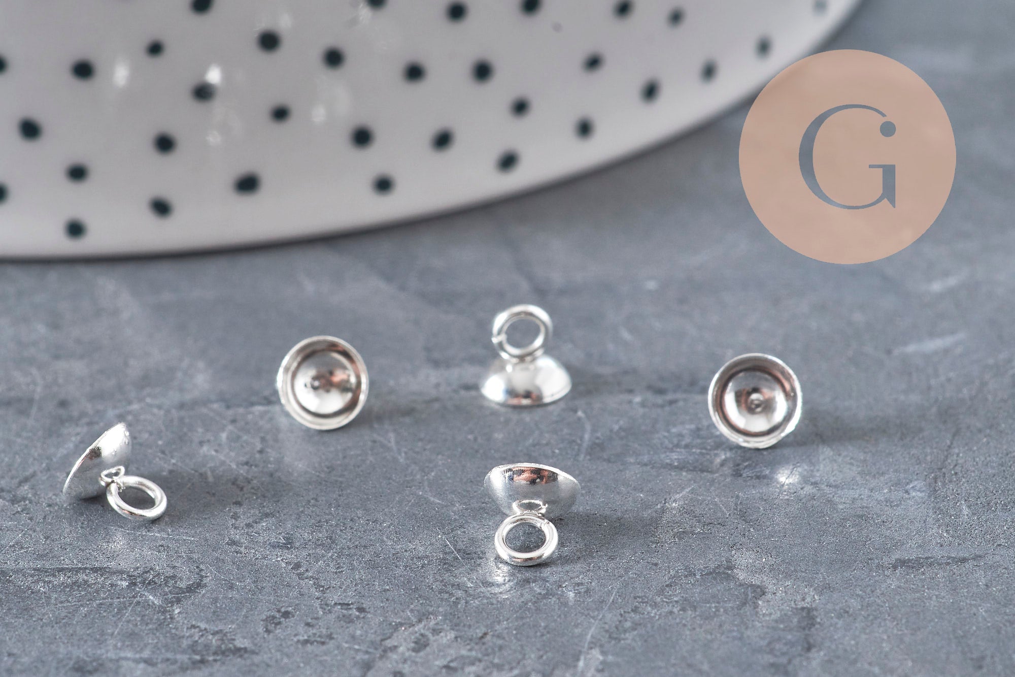 201 Stainless Steel Silver-Plated Cup Pendant Bail, 6mm, x5 (G11170)