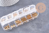 Boite Kit mix de 12 types de fournitures pour bijoux en acier inoxdable doré ou platine, x1 (G10142/G10143)