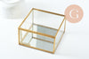 Boite à bijoux verre carré métal doré rectangle 13.1cm, x1 (G9766)