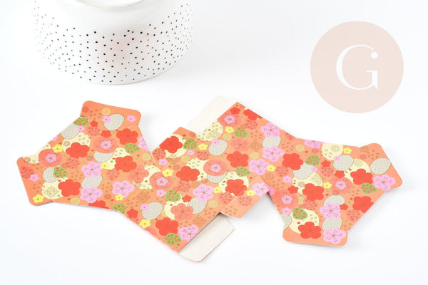 Boite haxgonale cadeau motif japonisant carton 7.65x8.8cm, x1 (G6288)