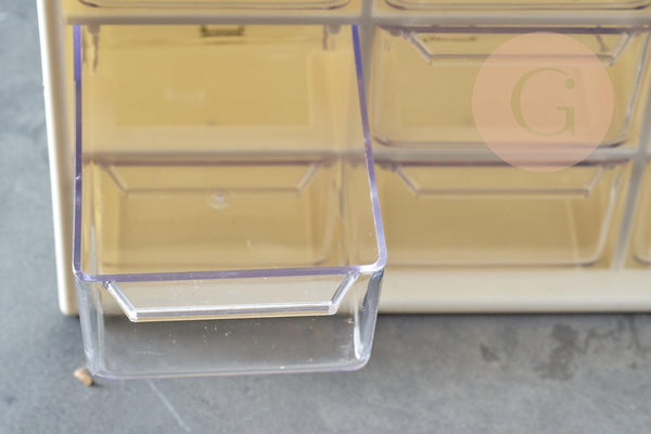 Boite rangement perles bijoux en plastique 9 tiroirs 19cm x1 (G8958)