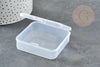 Boite rangement perles en plastique carrée 6.4cm, x1 (G0165)