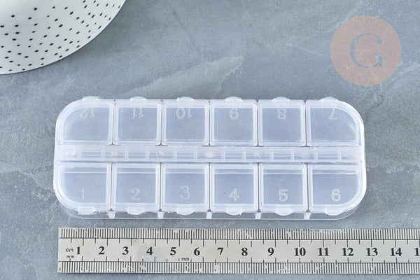 Boite rangement perles en plastique rectangulaire, x1 (G8162)