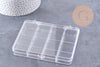 Boite rangement perles en plastique transparent rectangulaire 12 cases 13cm, x1 (G10257)