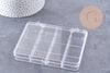 Boite rangement perles en plastique trnsparent rectangulaire 12 cases 13cm, x1 (G10257)