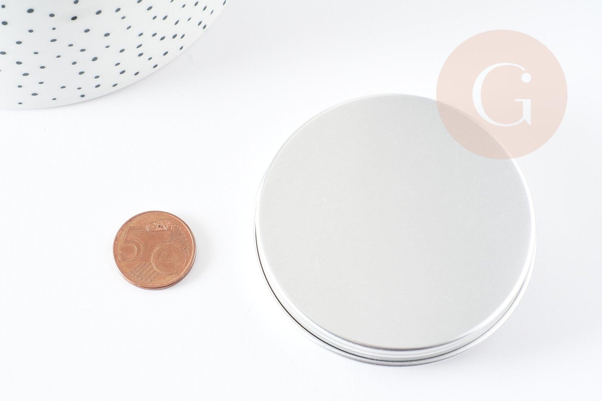 Boite rangement perles métal aluminium ronde 7.15cm, x1 (G2345)