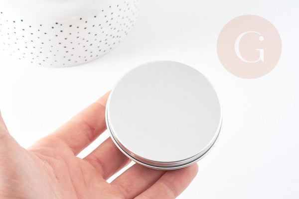 Boite rangement perles métal aluminium ronde 7.15cm, x1 (G2345)