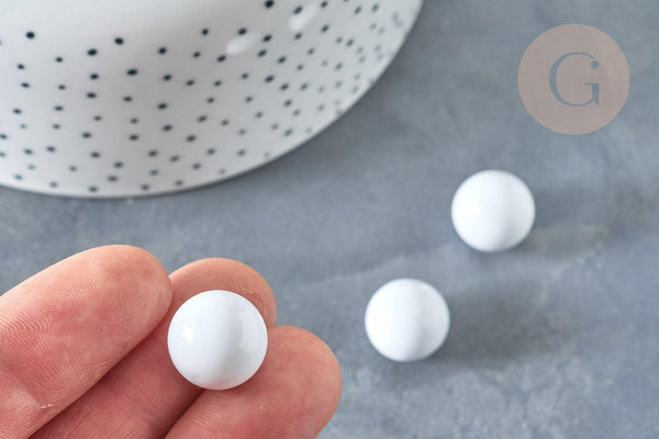 Bola carillon d'harmonie blanche 14mm, x1 (G6707)