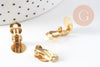 Boucles Clip oreilles non percées laiton brut 16mm, x10 (G1520)