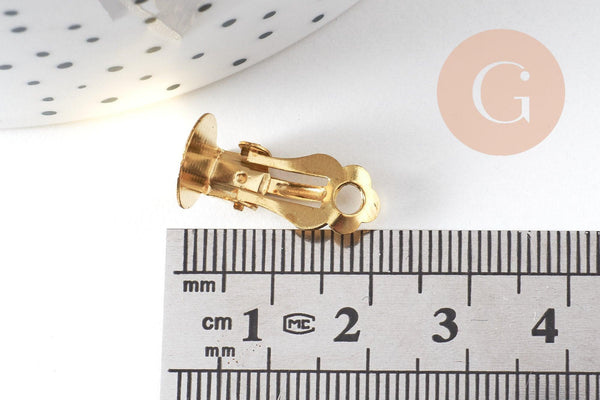 Boucles Clip oreilles non percées laiton brut 16mm, x10 (G1520)