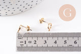 Boucles cercle avec anneau doré laiton 18k tige argent 935 14mm, la paire (G1893)