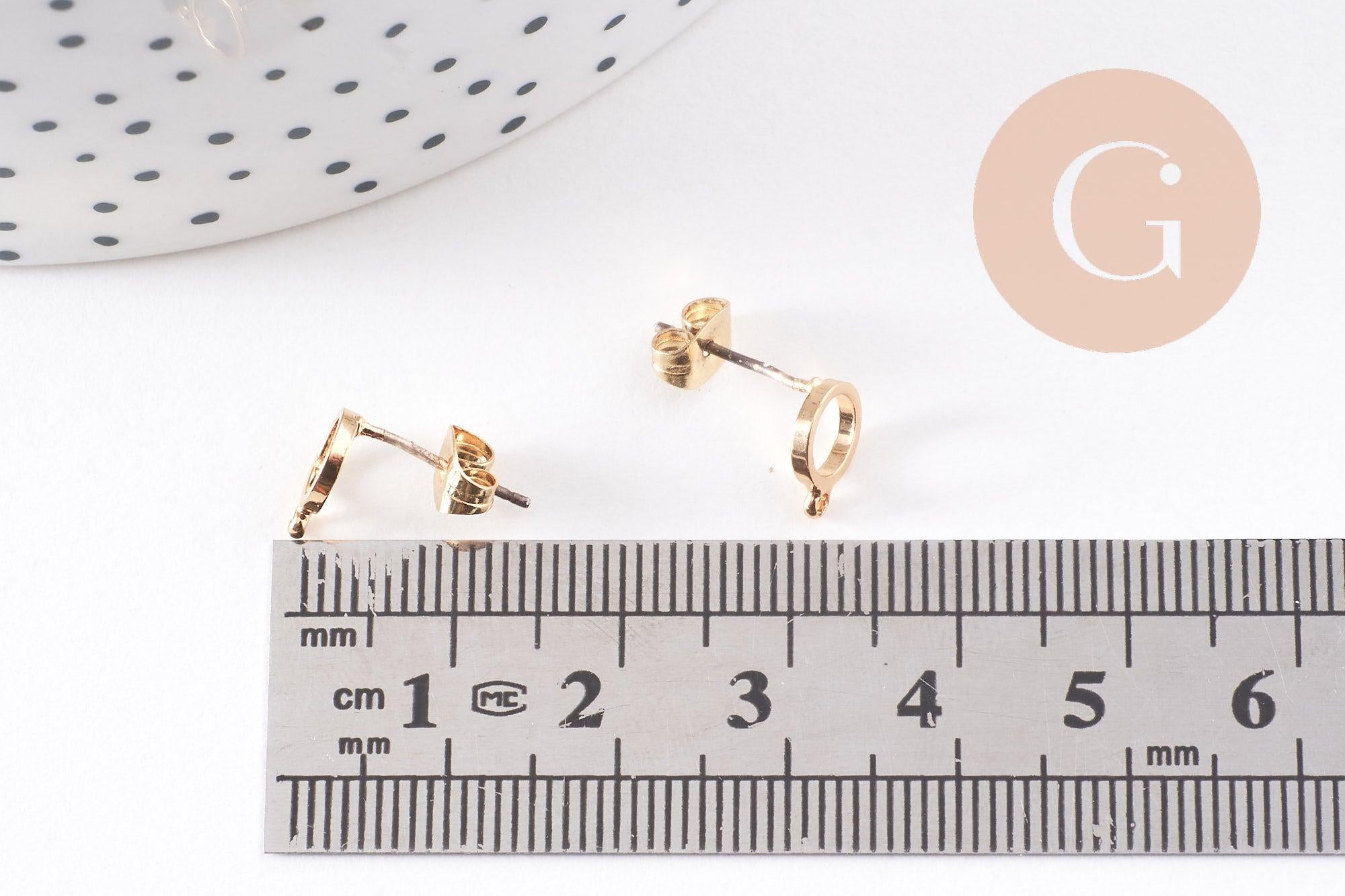 Boucles cercle avec anneau doré laiton 18k tige argent 935 14mm, la paire (G1893)