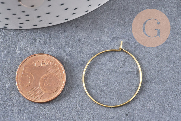 Boucles créoles laiton brut 25mm, x10 (G1906)