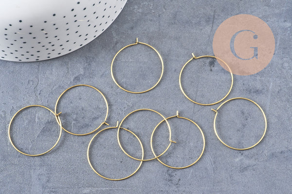 Boucles créoles laiton brut 30mm, x 10/20/50/100 (G1603)