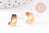 Boucles d'oreille puce pin's note de musique acier 304 inoxydable doré 9mm, la paire (G10253)