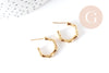 Boucles d'oreilles Créoles Bambou laiton doré 24mm, la paire (G9011)