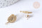 Boucles d'oreilles ovales puce acier 304 inoxydable doré cabochon 20x14mm, la paire (G7856)