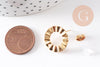 Boucles d'oreilles puce disque texturé acier 304 inoxydable doré IP 18K 18mm, la paire (G10477)