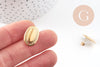 Boucles d'oreilles puce ovale acier 304 inoxydable doré 19mm, la paire (G10900)