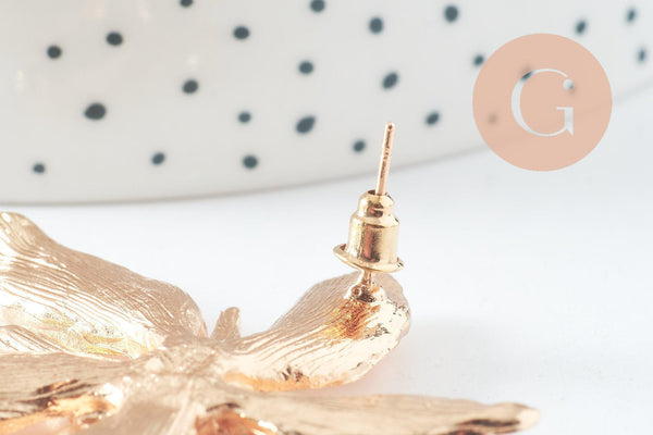 Boucles fleur XXL zamac doré 53mm, la paire (G9655)