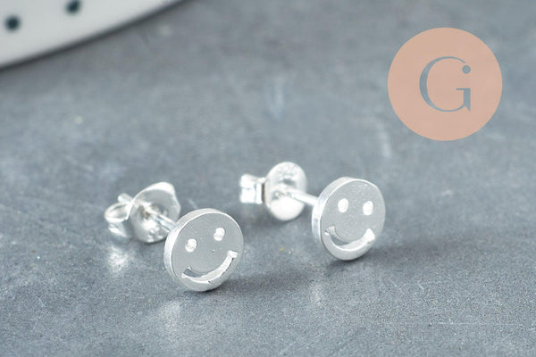 Boucles puce feuille de Gingko chat noeud fine argent massif 925 7mm, x1 paire (G9250)