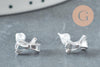 Boucles puce feuille de Gingko chat noeud fine argent massif 925 7mm, x1 paire (G9250)