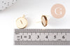 Boucles puce support cabochon rond 12mm avec anneau acier 304 inoxydable doré, x2 (G10510)