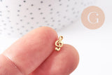 Boucles puces acier 316 inoxydable doré clef de sol 9mm, la paire (G10237)