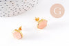 Boucles puces aventurine rose doré 18K, la paire (G2709)