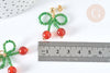 Boucles puces cerise agate rouge perles rocaille acier 304 doré 33mm, la paire (G7477)