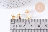 Boucles puces lune en acier doré 304 inoxydable 7x5x2mm, la paire(G2991)