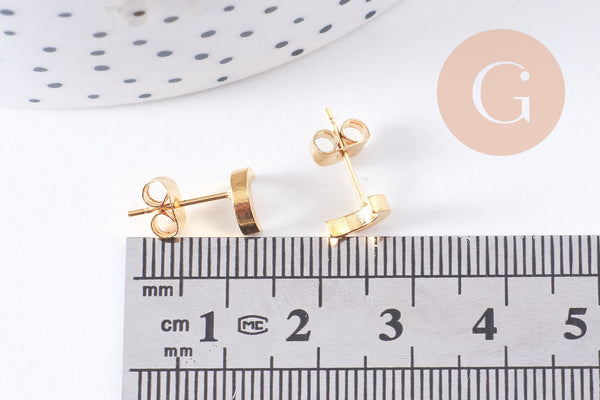 Boucles puces lune en acier doré 304 inoxydable 7x5x2mm, la paire(G2991)