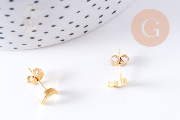 Boucles puces lune en acier doré 304 inoxydable 7x5x2mm, la paire(G2991)