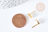 Boucles puces ovales acier inoxydable 201 doré 9mm, la paire (G8360)