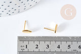 Boucles puces ovales acier inoxydable 201 doré 9mm, la paire (G8360)