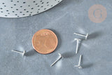 Boucles puces rondes acier 201 inoxydable argenté 6mm, x2 (G8030)