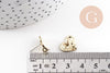 Boucles puces zamac doré coeur émail blanc à personnaliser 11.5mm, la paire (G9900)